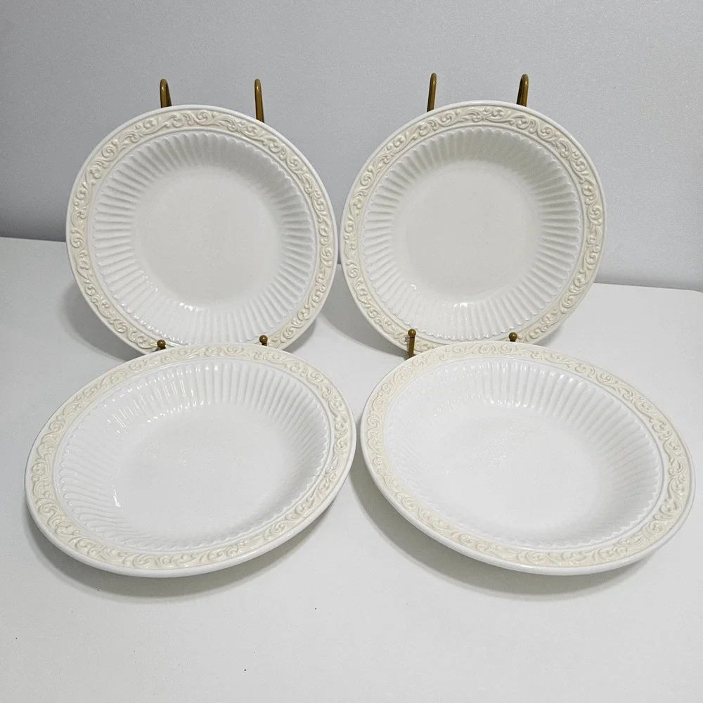Lenox Butlers Pantry Pasta 4 Bowls Discontinued Ivory Stoneware Rimmed Soup Y2K